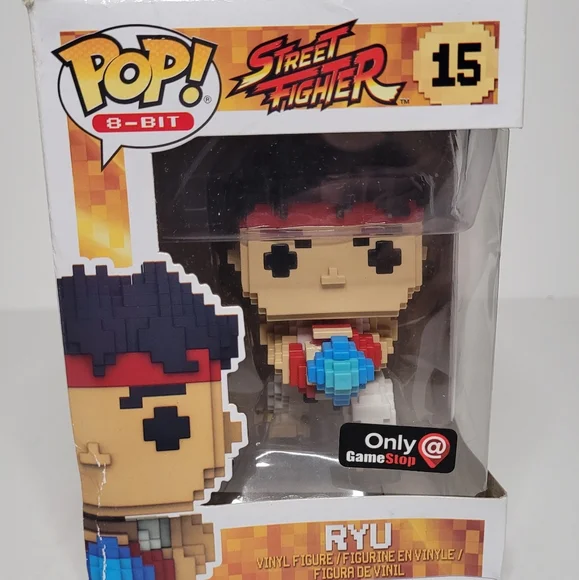 Funko Pop 8-Bit Street Fighter Ryu #15 Gamestop Exclusive - Picture 1 of 6